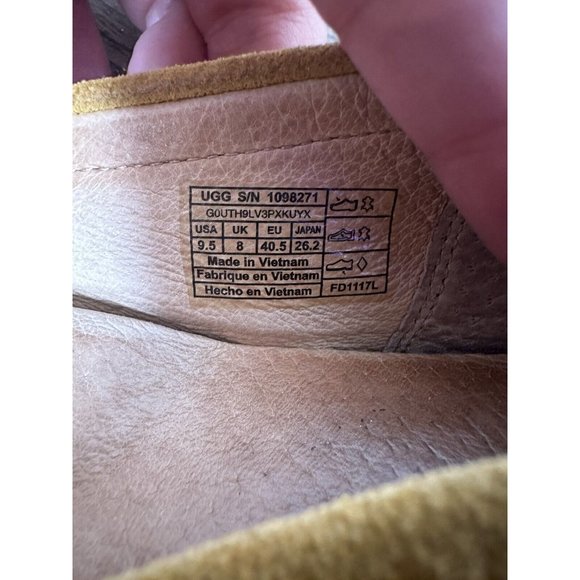Ugg Women Genuine Leather Mustard Yellow Slip On Loafers Flats Shoes 9.5 - Picture 7 of 8